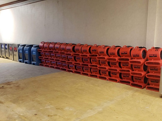 Commercial fans and water damage restoration equipment